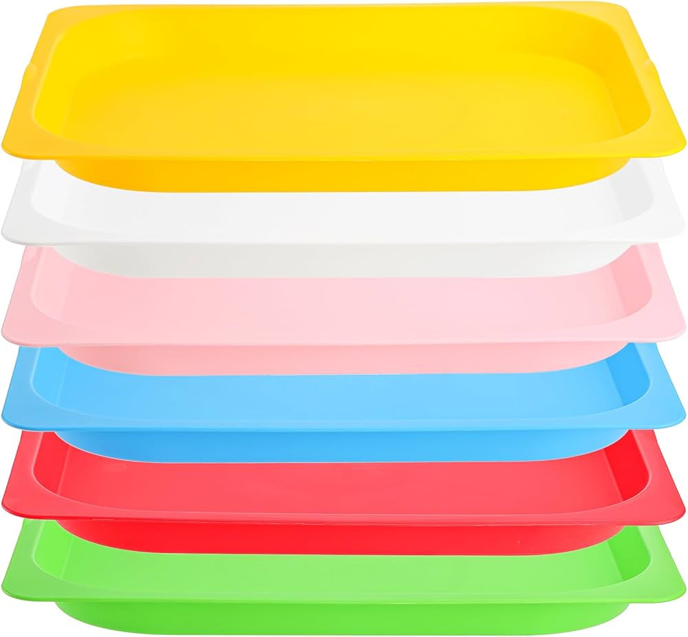 Elsjoy Set of 6 Plastic Activity Trays, 15 x 12 Colorful Art Trays Stackable Craft Trays, Arts an... | Amazon (US)