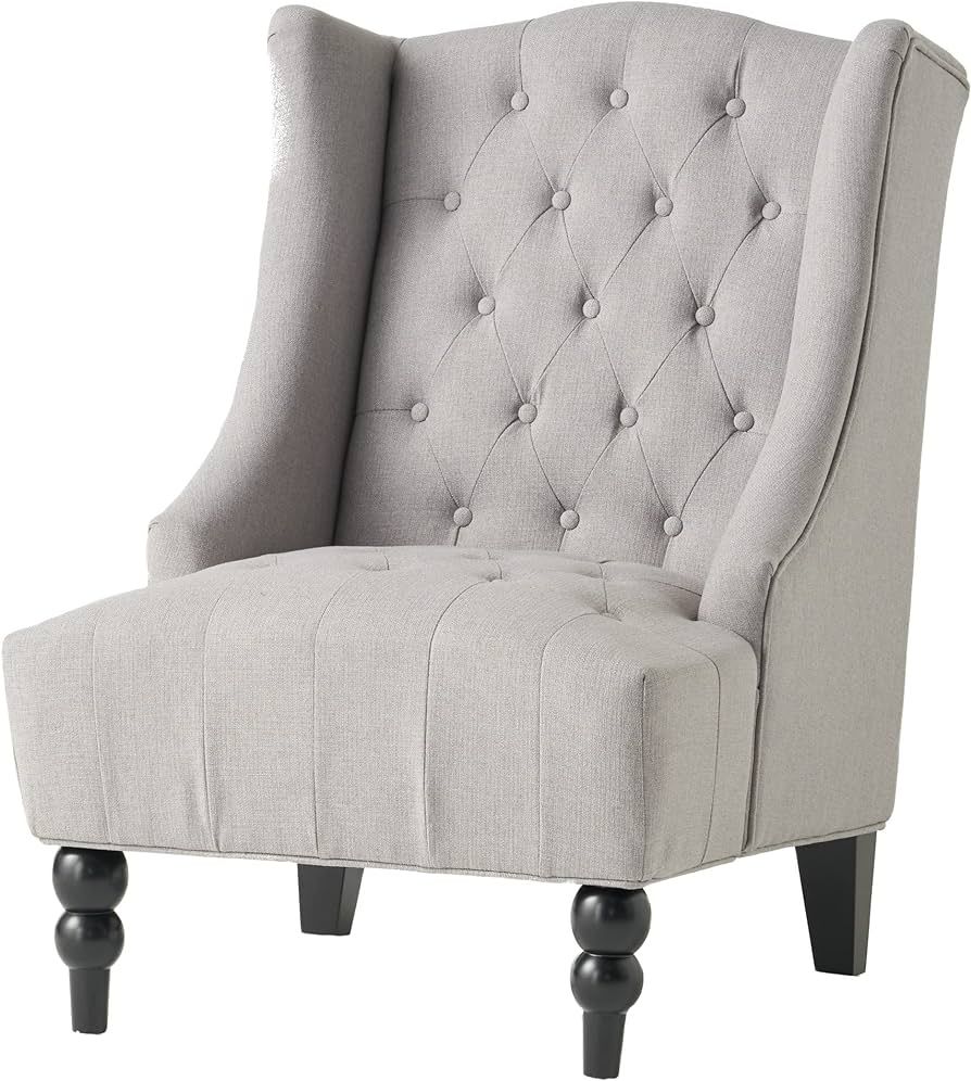 Great Deal Furniture Clarice Tall Wingback Tufted Fabric Accent Chair, Vintage Club Seat for Livi... | Amazon (US)