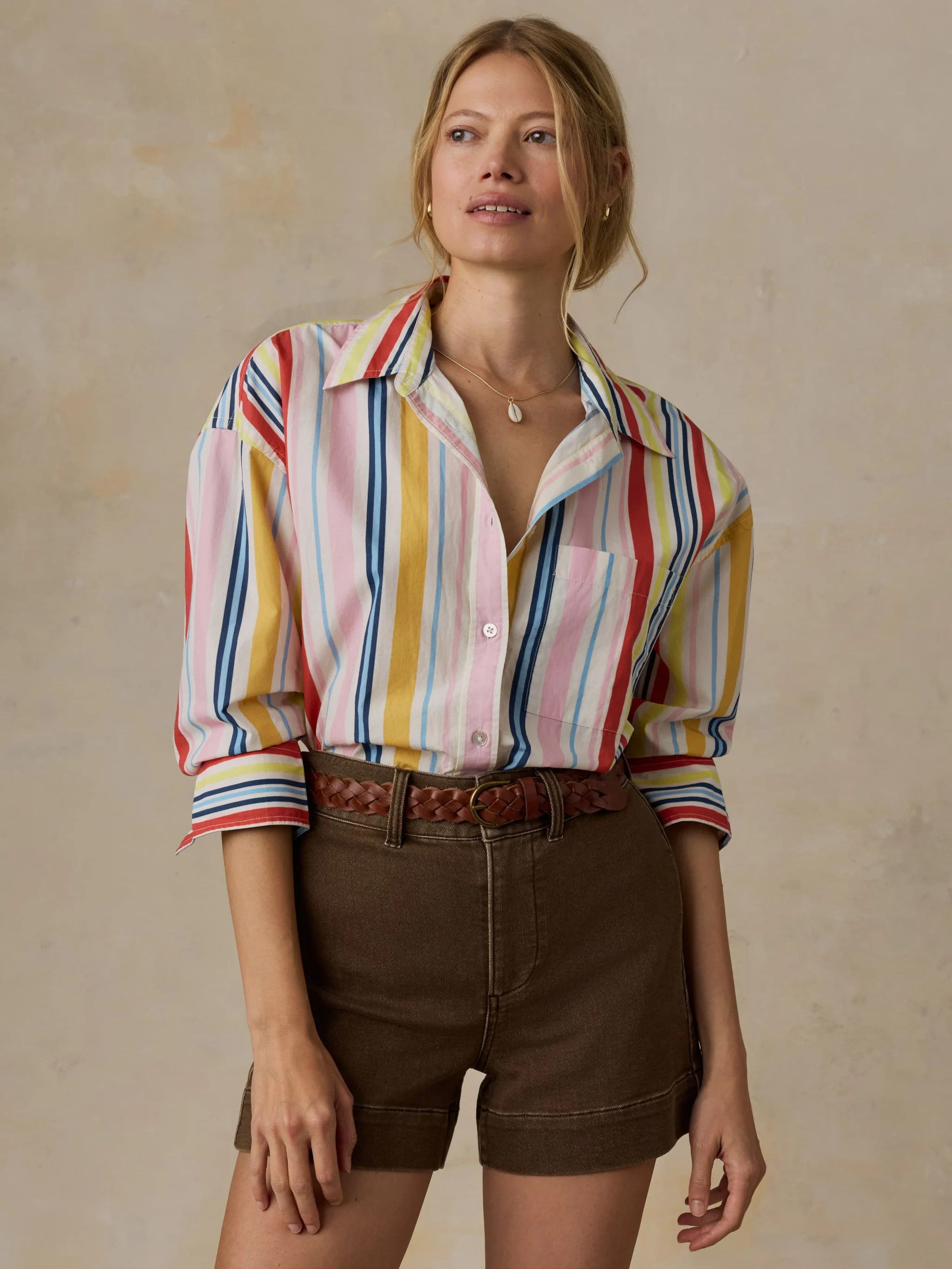 Coastal Poplin Relaxed Shirt - Sunset Parade | Faherty