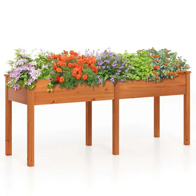 Outdoor Raised Garden Bed With Legs 73x23x30in Wood Planter Box With Divider Panel | Wayfair North America