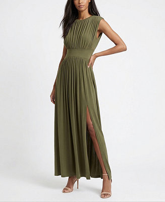 Women's Cinched Waist Ruched Crewneck Dress | Macy's