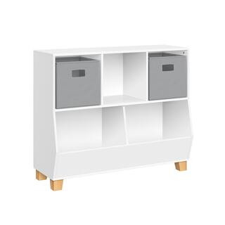 RiverRidge Home 29.1 in. H x 35.1 in. W x 13.31 in. D White MDF Catch-All Toy Organizer with 3-Cu... | The Home Depot