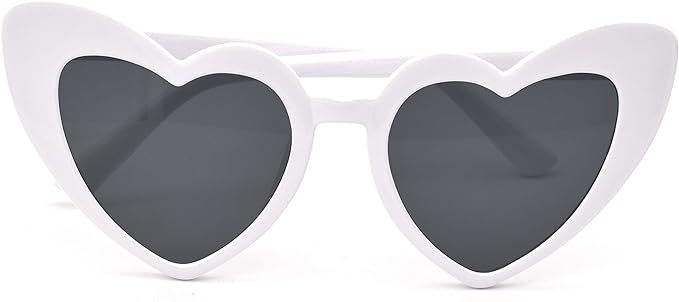 JUSLINK Heart Shaped Sunglasses for Women,Vintage Cat Eye Mod Style Retro Kurt Cobain Glasses | Amazon (US)