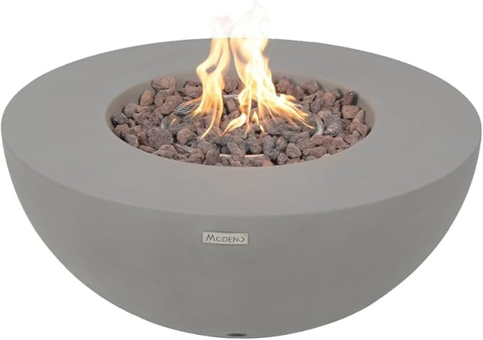 Roca Fire Table Outdoor Fire Pit 34" x 34" Cast Concrete Round Firepit Includes Lava Rocks 45,000... | Amazon (US)