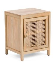 Mango Wood & Cane Cabinet Side Table | TJ Maxx