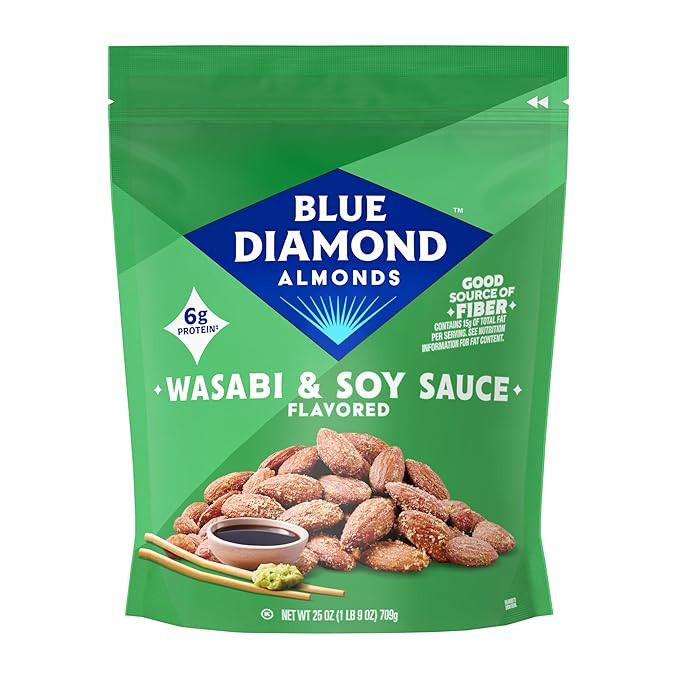 Blue Diamond Almonds Wasabi and Soy Sauce Snack Nuts, 25 oz, Pack of 1 | Amazon (US)