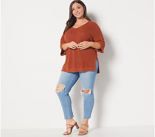 Girl With Curves Oversized Tunic Sweater | QVC