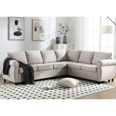 Modern 6 Seater Sleeper , Beige, Multifunctional L Shaped Beige Sleeper, Seater, Metal Legs, Stylish | Wayfair North America