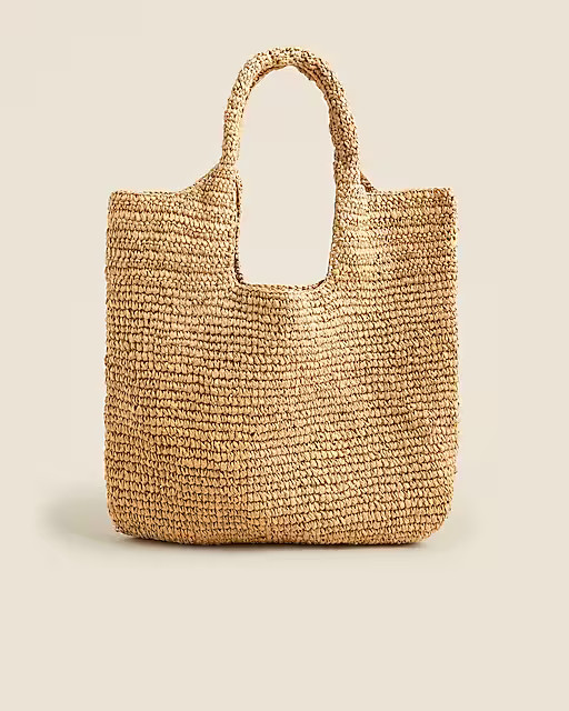 Raffia shoulder tote | J. Crew US