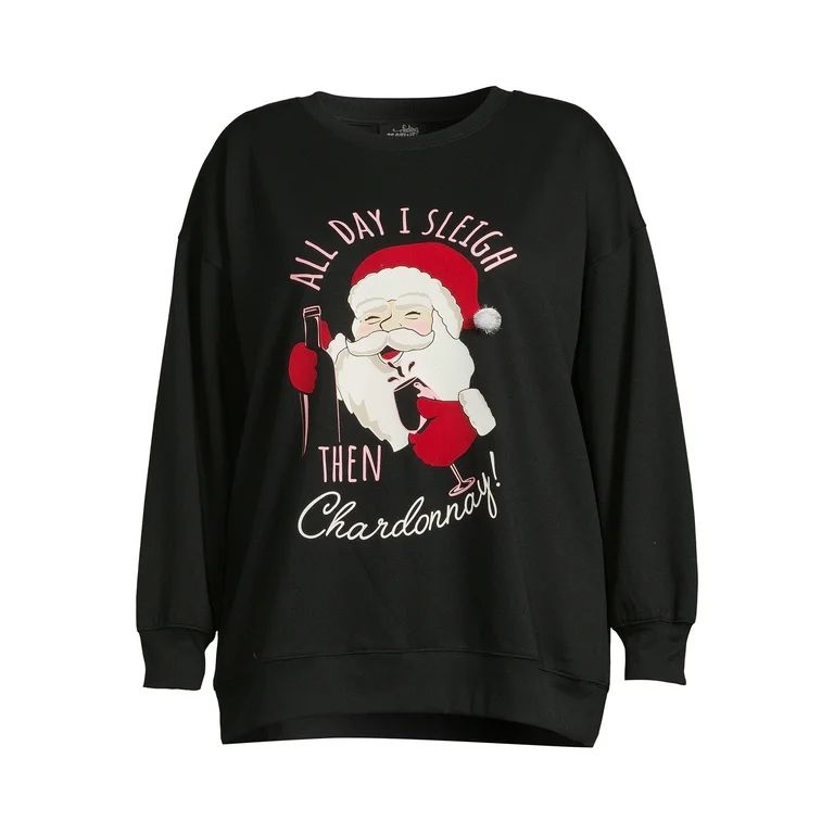 Christmas Women's Plus Size All Day Sleigh Graphic Sweatshirt from Feeling Festive | Walmart (US)