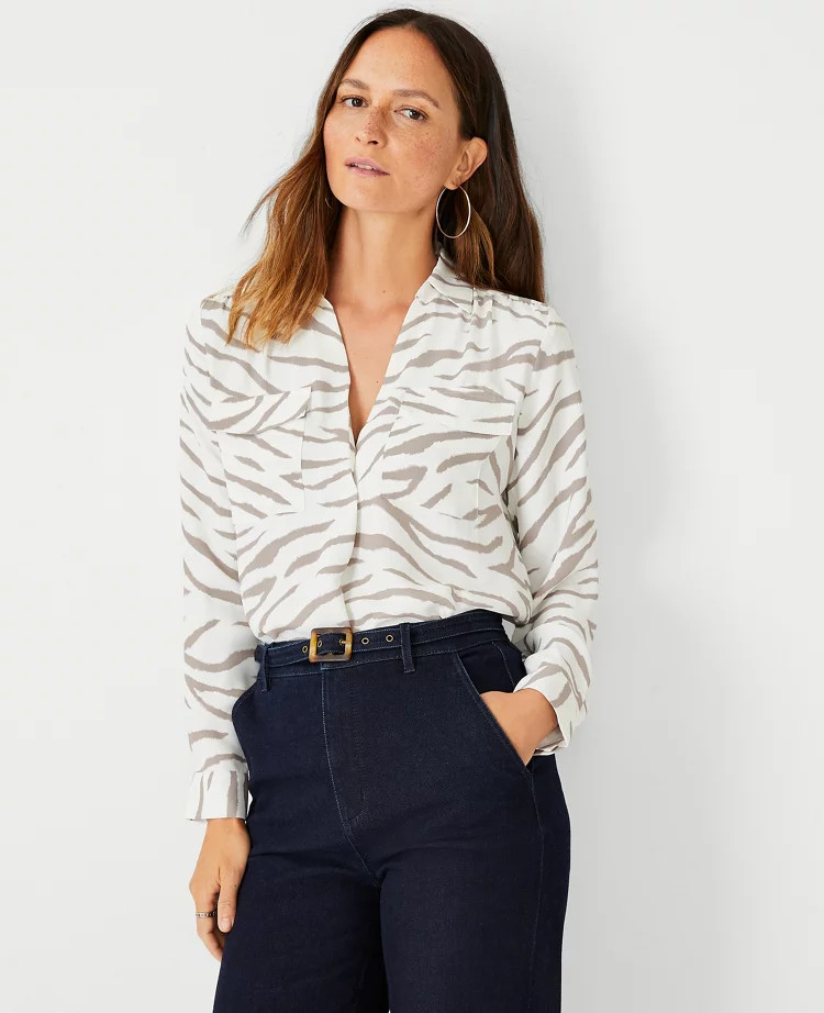 Zebra Print Camp Shirt | Ann Taylor (US)