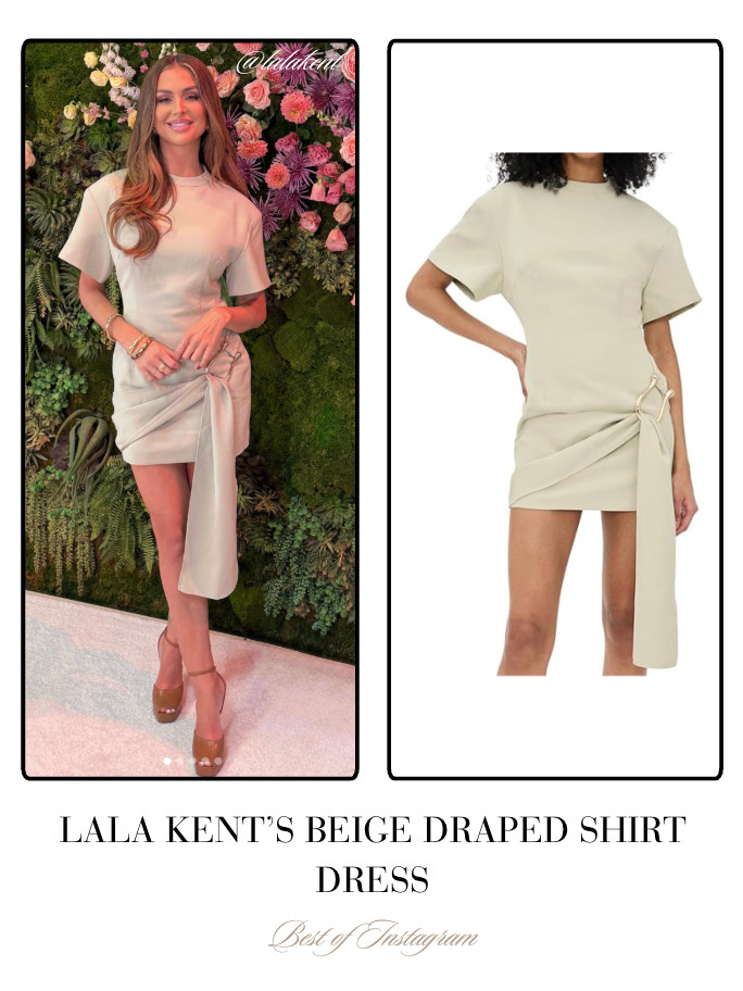 Lala Kent's Beige Draped Shirt Dress 📸= @lalakent 

 