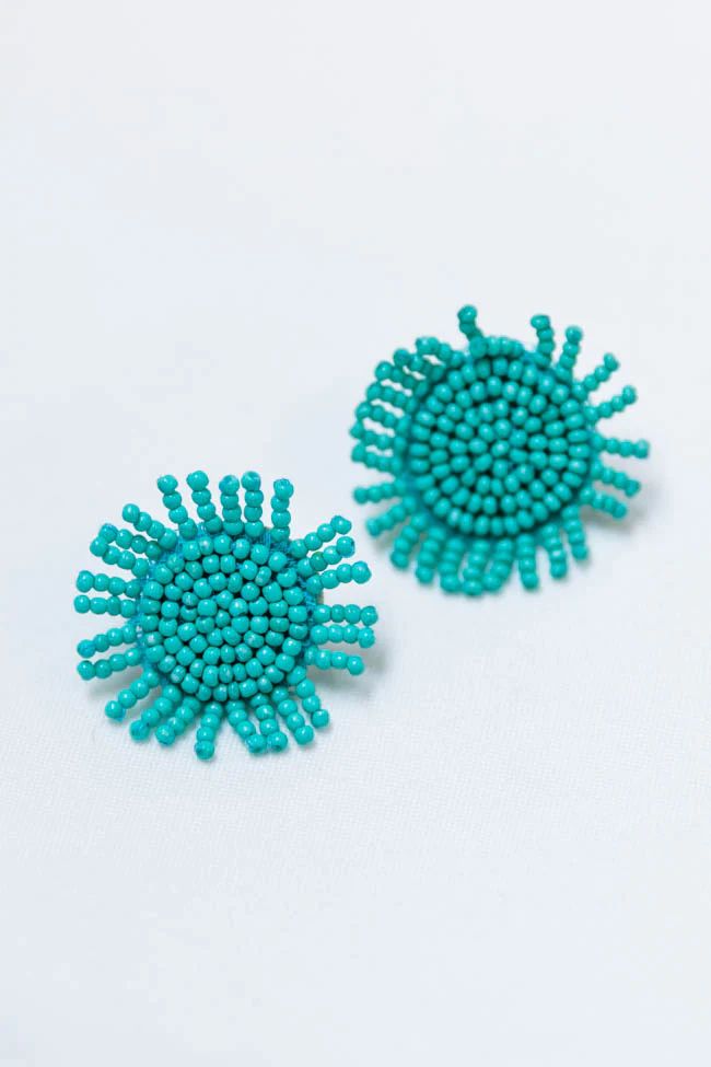 Oceans Collide Teal Circle Beaded Earrings | The Pink Lily Boutique