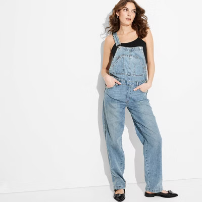 Women's Relaxed Baggy Overalls - Wild Fable™ Medium Wash S | Target