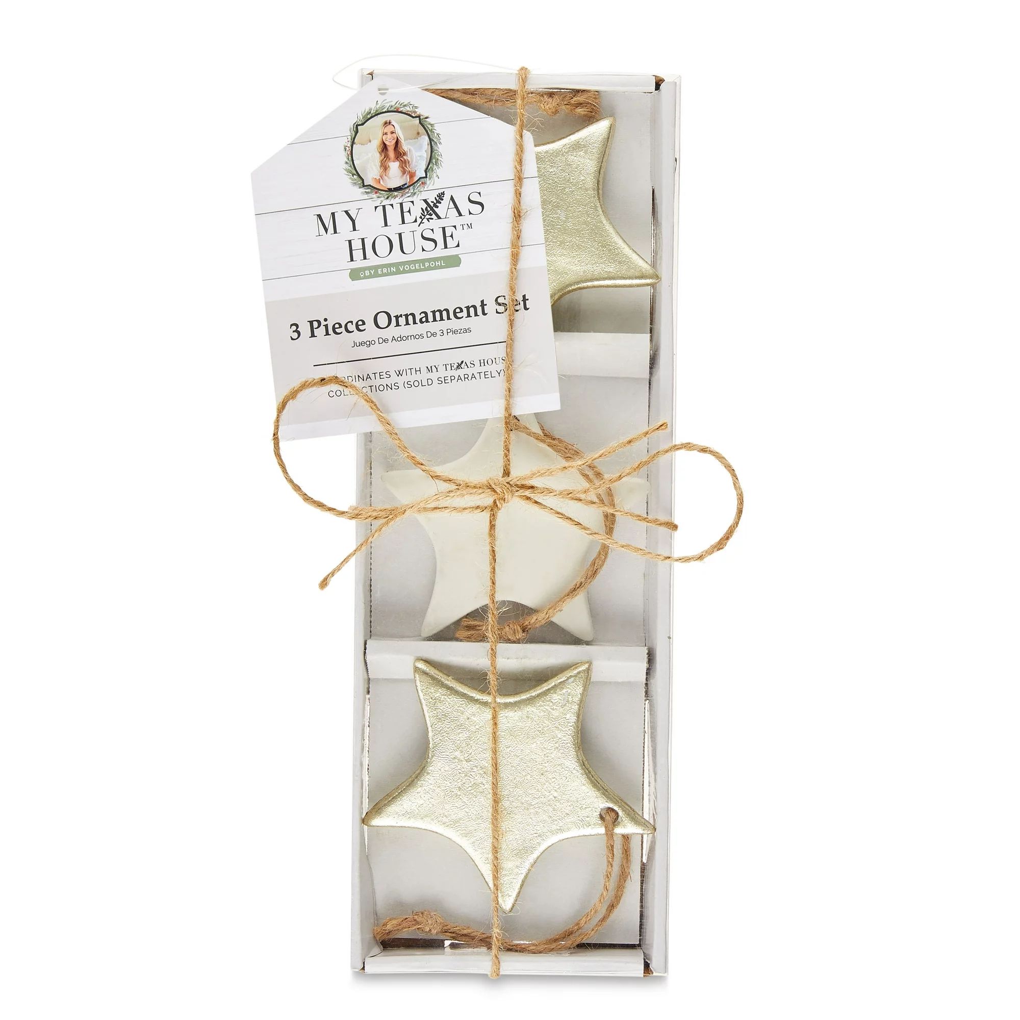 Mt Texas House White and Gold Star Hanging Ornaments, 3 Count | Walmart (US)