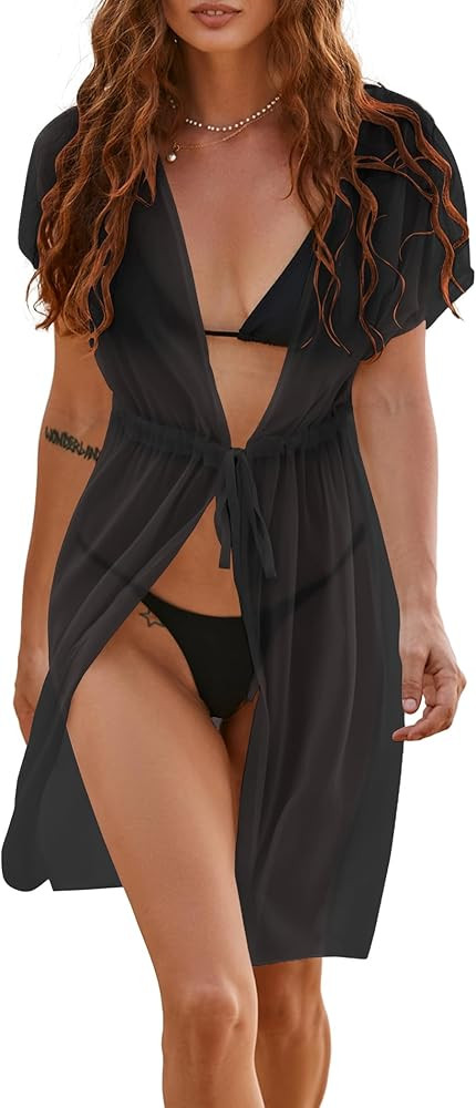 Ekouaer Women's Chiffon Sheer Cardigan Cover Ups | Amazon (US)