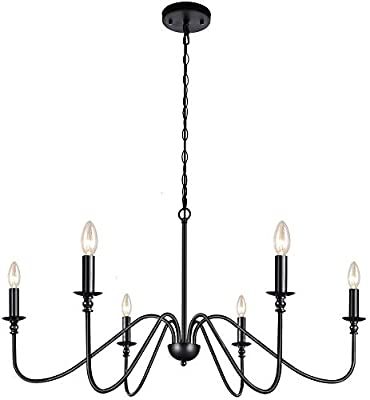 Lampundit 6-Light Iron Chandelier Black Farmhouse Chandelier Classic Candle Ceiling Pendant Light... | Amazon (US)