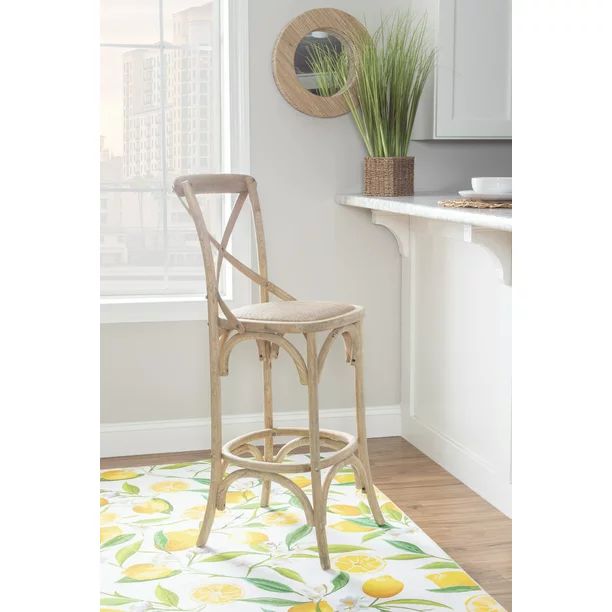 Linon Roxy Full Back Wood Bar Stool, 30" Seat Height, Gray Finish - Walmart.com | Walmart (US)