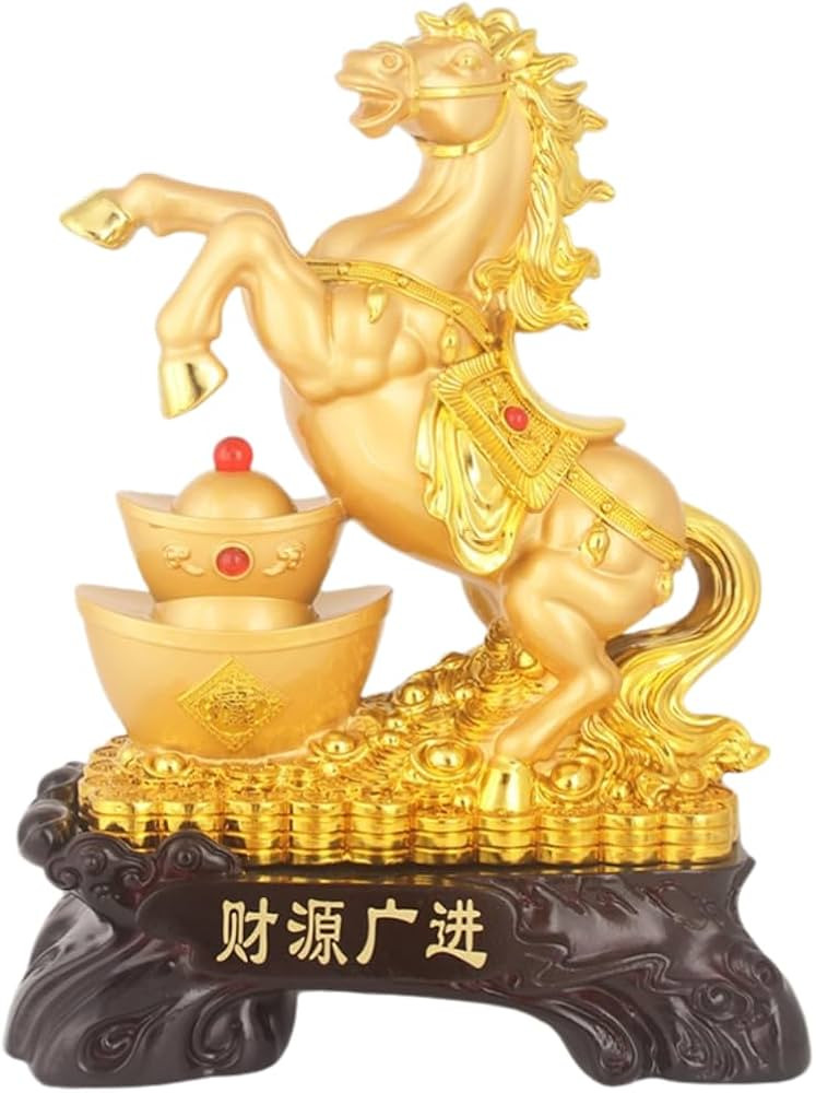 Gold Feng Shui Horse Statue, Lucky Chinese Pony with Yuanbao & Coins for Home & Office Decor, For... | Amazon (US)