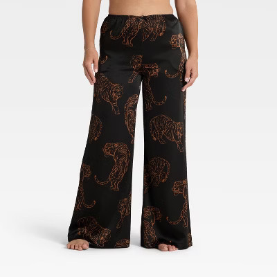 Women's Satin Pajama Pants - Auden™ Tiger Print XL | Target