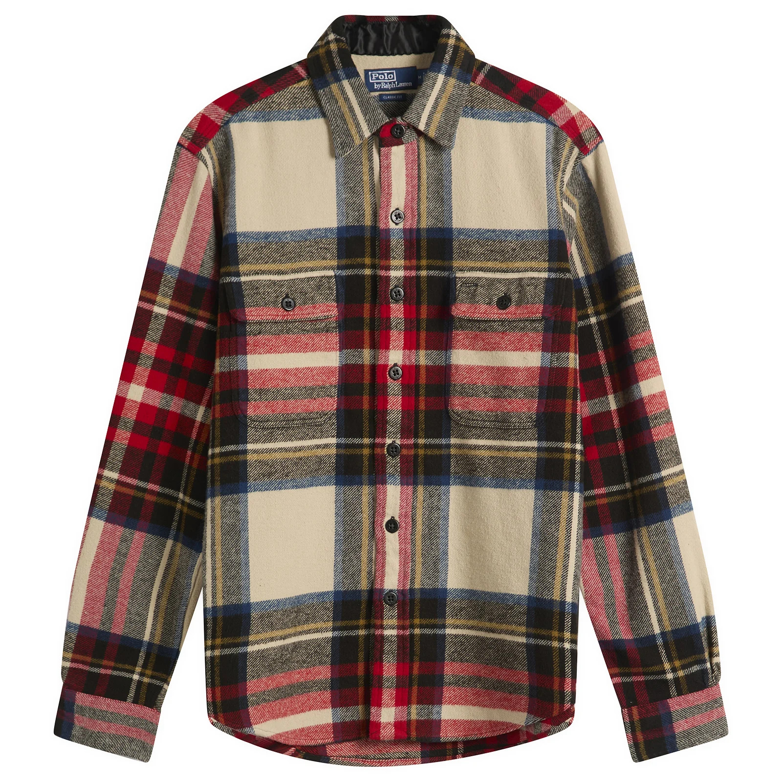 Polo Ralph Lauren Men's Flannel Check Overshirt in Cream Red Multi, Size X-Large | END. Clothing