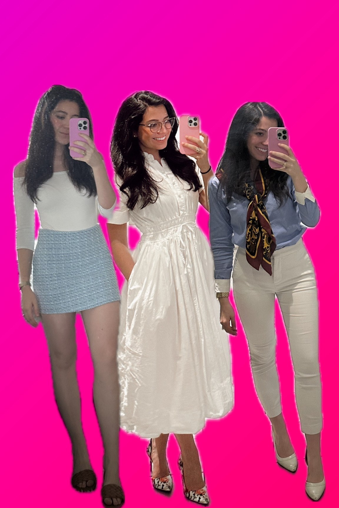 Blue and white!!! Blue tweed skirt, white summer dress, and blue and white work outfit. Easy outfits to start summer in. Looks like the blue tweed skirt isn’t sold anymore, but they have a similar pink one. Xoxoxo 

#LTKWorkwear #LTKSaleAlert #LTKTravel