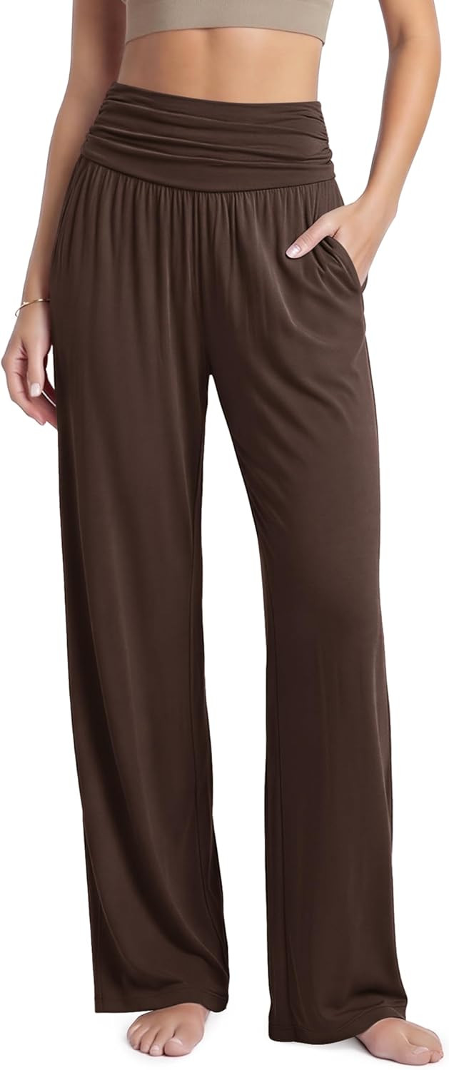 ODODOS Women's Wide Leg Palazzo Lounge Pants with Pockets Light Weight Loose Comfy Casual Pajama Pants-26/28/30"/32" Inseam | Amazon (US)