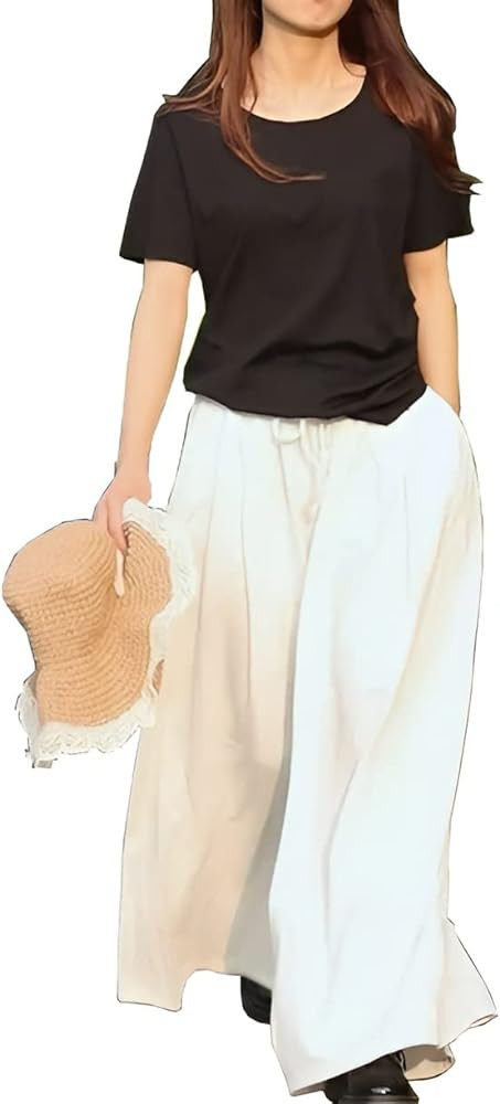 Extra Wide Leg Denim Pants for Women Long Jeans Elastic Waist with Pockets Plus Size Loose Casual | Amazon (US)