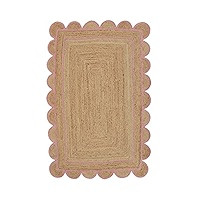 Gautam International Scallop Pattern Jute Bohemian Area Rug (3'x5', Off White) | Amazon (US)