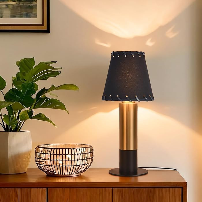 Black and Gold Small Bedside Mini Table Lamp for Bedroom, Cute Bedroom Lamps for Nightstand, Cute... | Amazon (US)