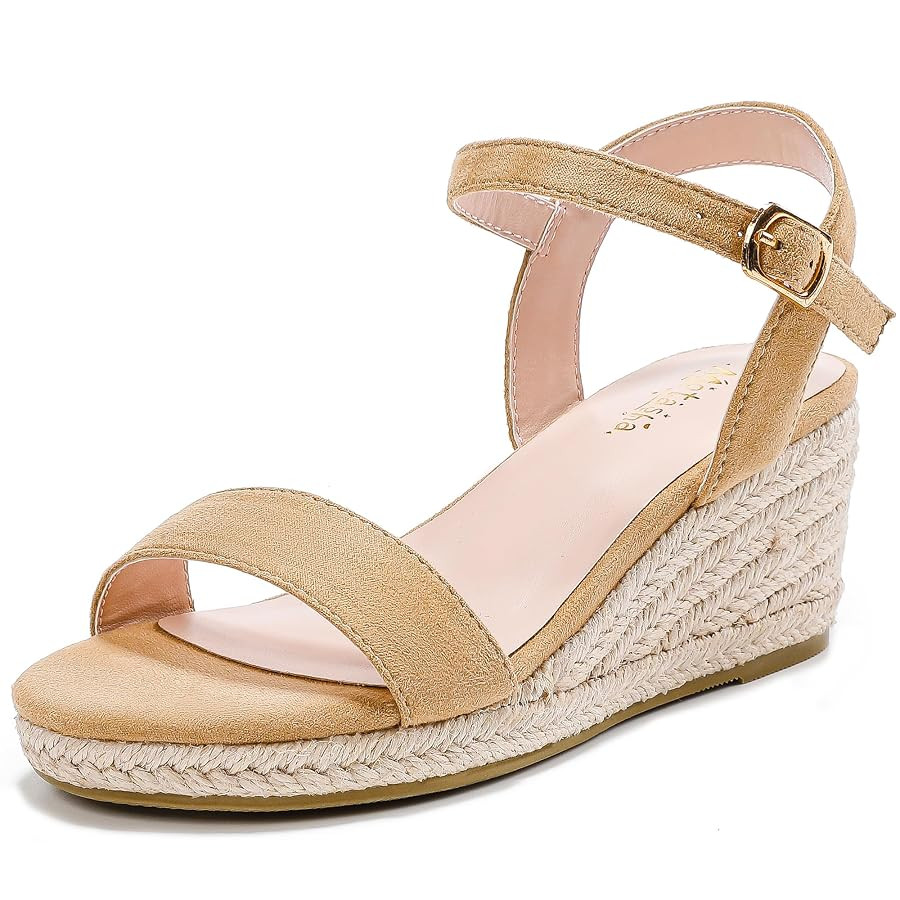 Girls Wedge Sandals Platform Espadrille Open Toe Dressy Sandals Summer Girls Heel Little Big Kid | Amazon (US)