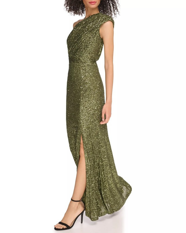 Vince Camuto Sequined One-Shoulder Gown (Petite) | Vince Camuto