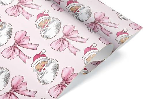 Giftini Coquette Gift Wrap, Girlie Girly Wrapping Paper, For Pink Lovers, Feminine Theme Party Decor Winter Holiday Present (Santa, One 20 inch x 30 inch sheet) | Amazon (US)