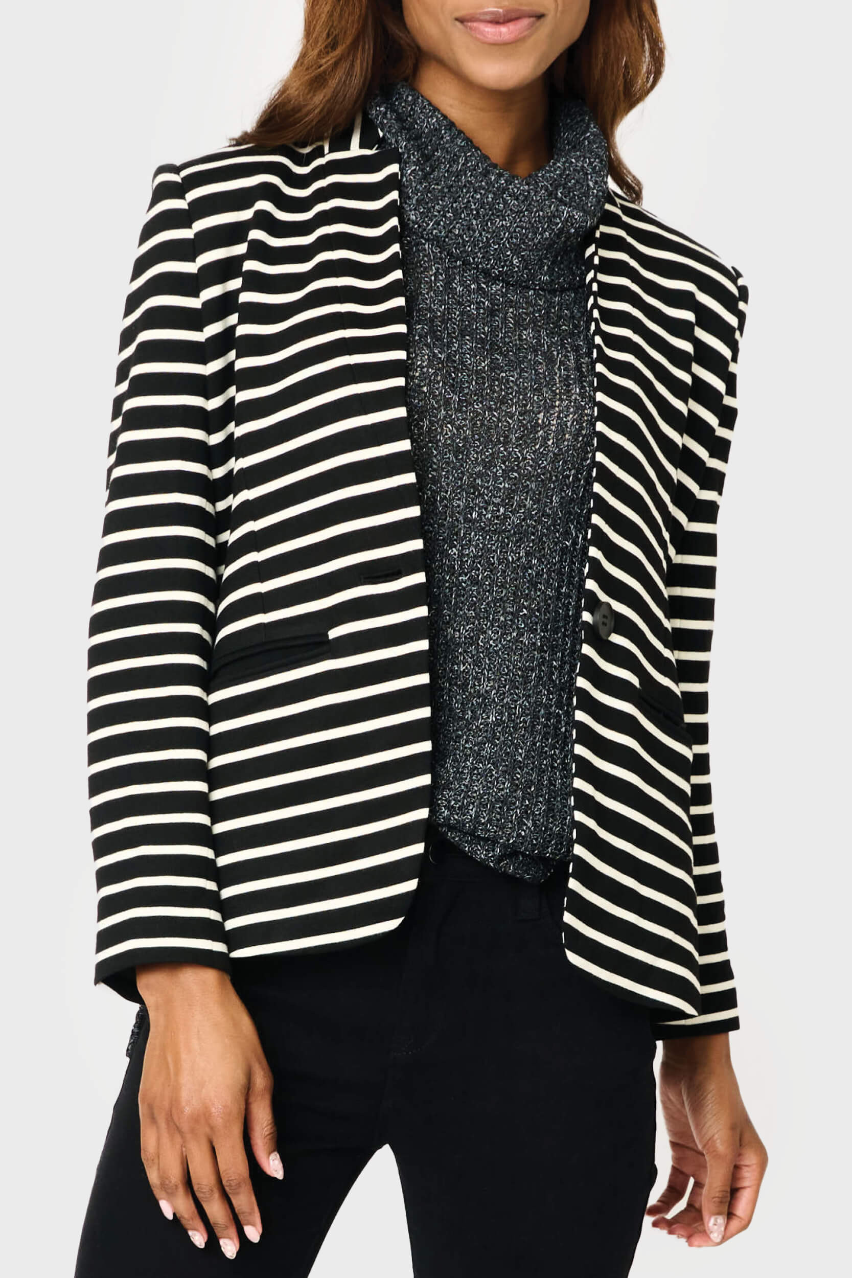 Striped Notch Collar Blazer | Gibson