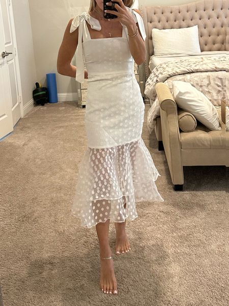 White polka dot sheer dress size Xs on sale code happy20 

#LTKunder100 #LTKsalealert #LTKunder50