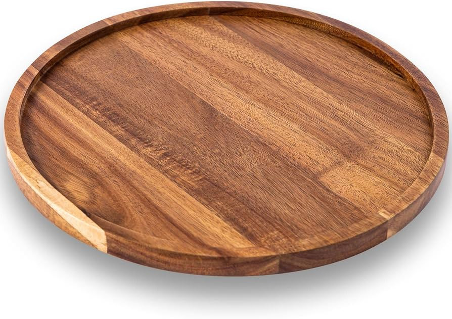 11.5 Inches Candle Holder Tray Home Decor, Round Wood Tray for Coffee Table, Small Wooden Serving... | Amazon (US)