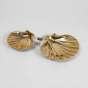 Two Vintage Gilded Seashell Dishes | 60s Footed Shell Shaped Textured Golden Decorative Jewellery... | Etsy (US)