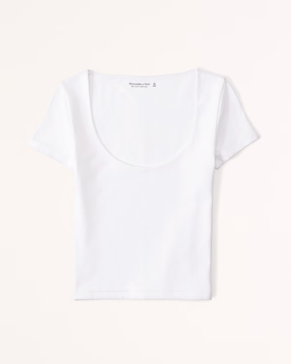 Short-Sleeve Cotton Seamless Fabric Scoopneck Top | Abercrombie & Fitch (US)