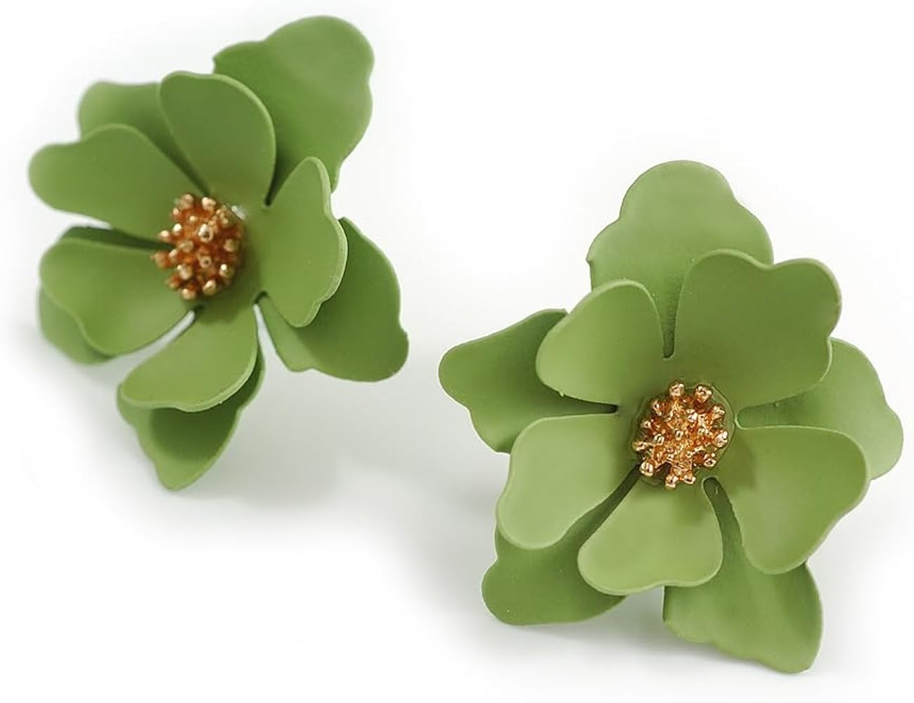 25mm Matte Green Daisy Flower Stud Earrings \u2013 Layered Design \u2013 Trendy Everyday Accessor... | Amazon (UK)