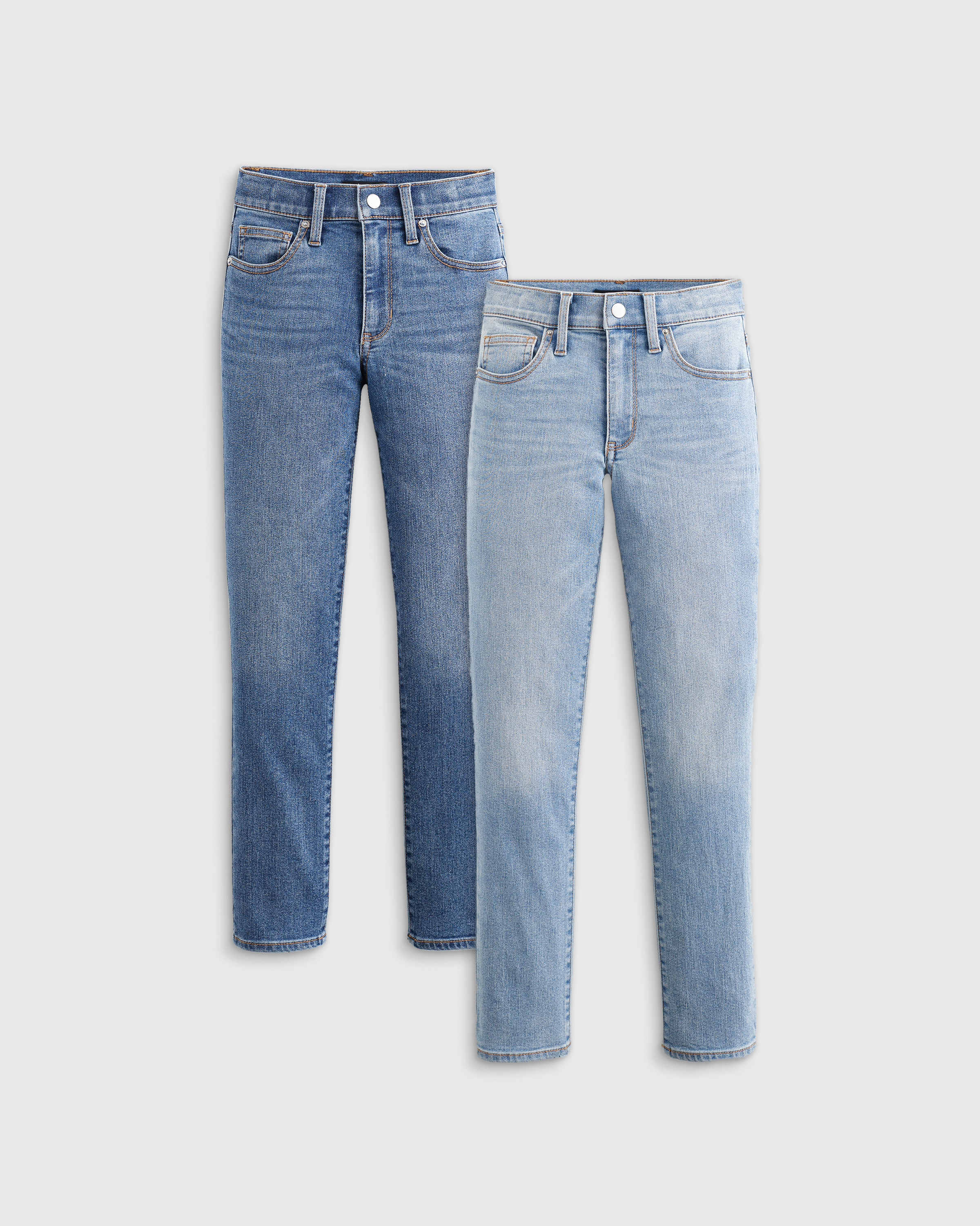 Quince | Cotton Stretch Slim Jeans 2-Pack in Medium Wash/Light Wash, Size 12 | Quince