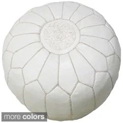 Handmade Moroccan Contemporary Leather Ottoman Pouf (Morocco) - Foot Stool - Moroccan Mustard | Bed Bath & Beyond