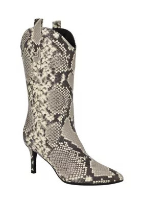 GUESS Women's Wurlie Snakeskin Boots, Black, 8.5M | Belk