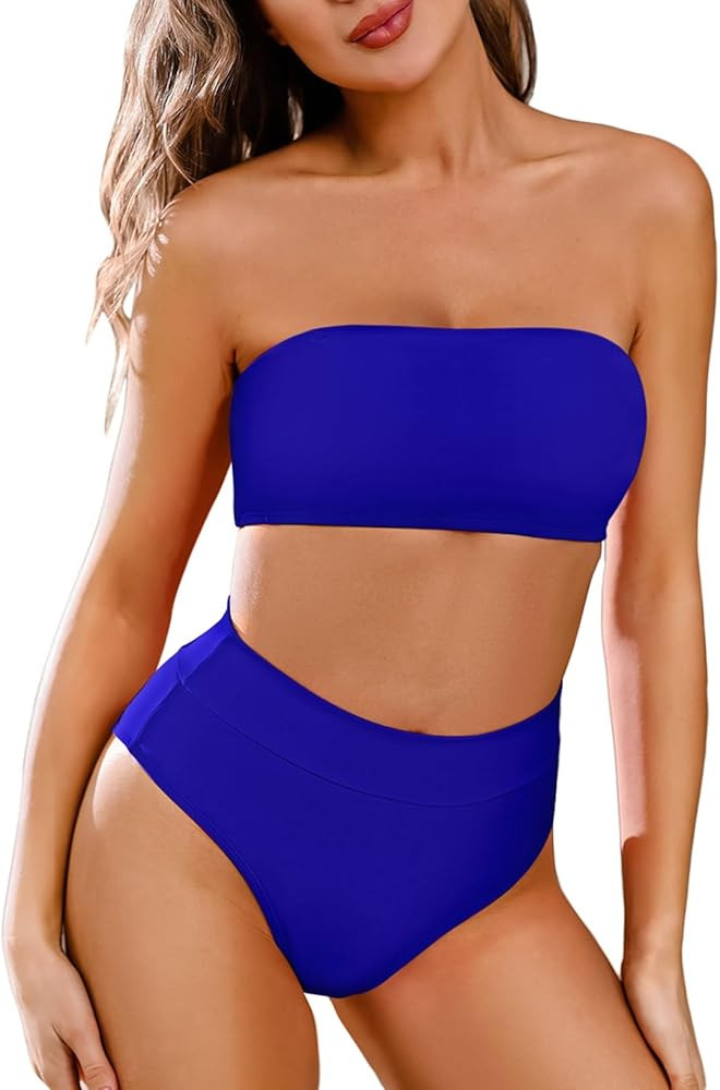 Pink Queen Women's Removable Strap Wrap Pad Cheeky High Waist Bikini Set Swimsuit | Amazon (US)