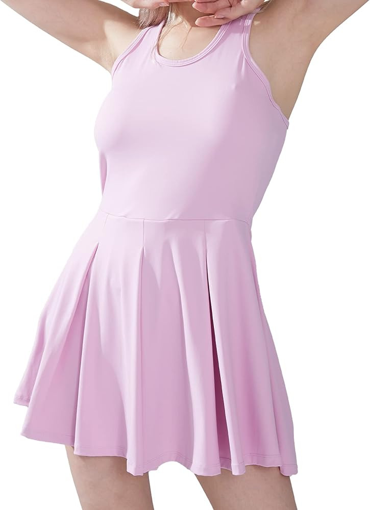 1a1a Women’s Tennis Golf Dress with Shorts Pockets Sleeveless Workout Sports Athletic Dresses | Amazon (US)