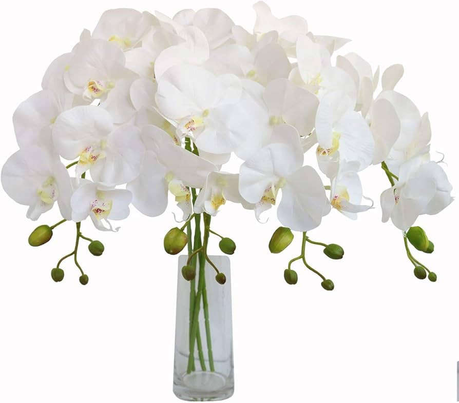 4pcs Real Touch Orchid Flowers Artificial Branches Green Stems Arrangement for Wedding Home Garde... | Amazon (US)