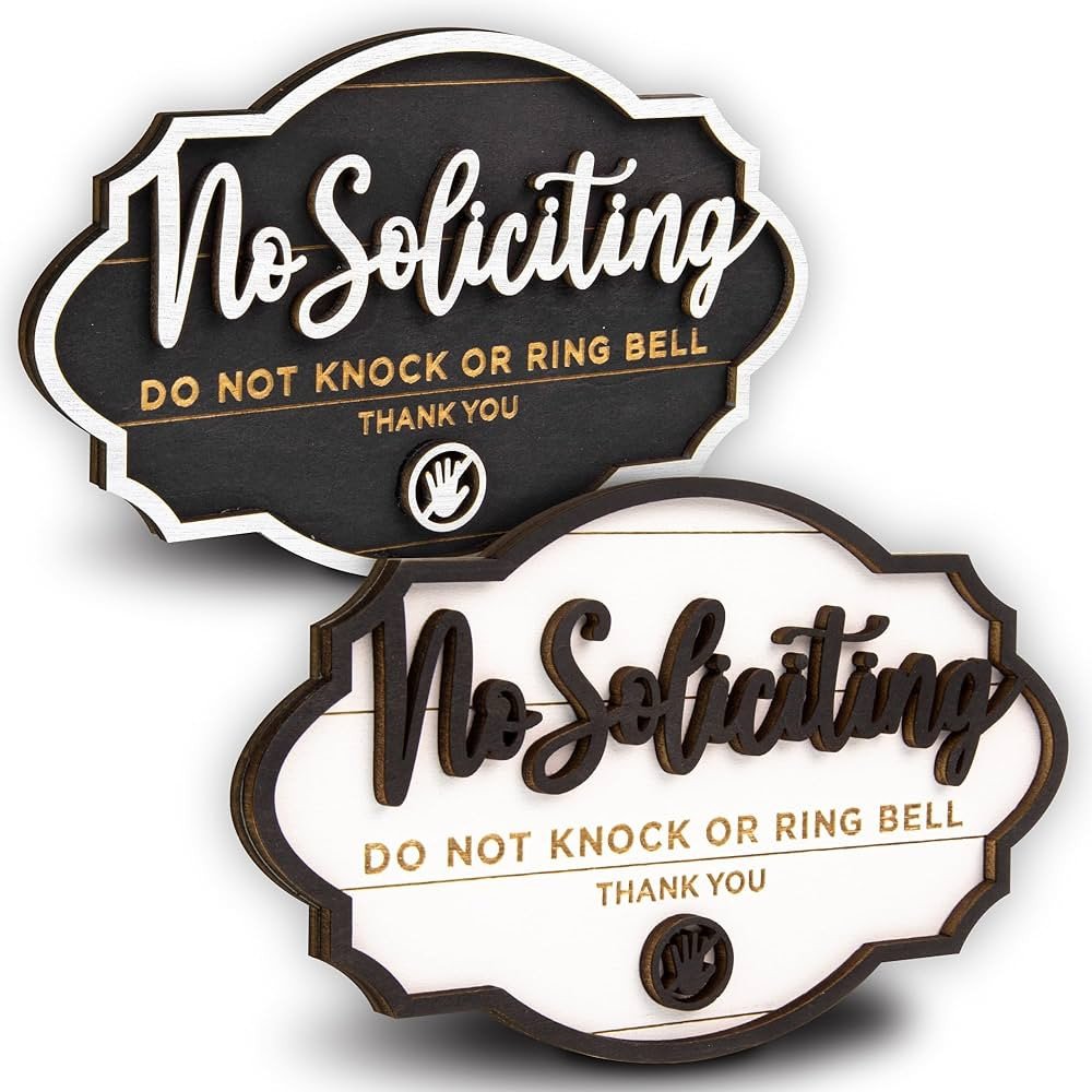 Funny No Soliciting Sign For House Door - 2 Pack Small No Soliciting Sign For Front Door Hanging,... | Amazon (US)