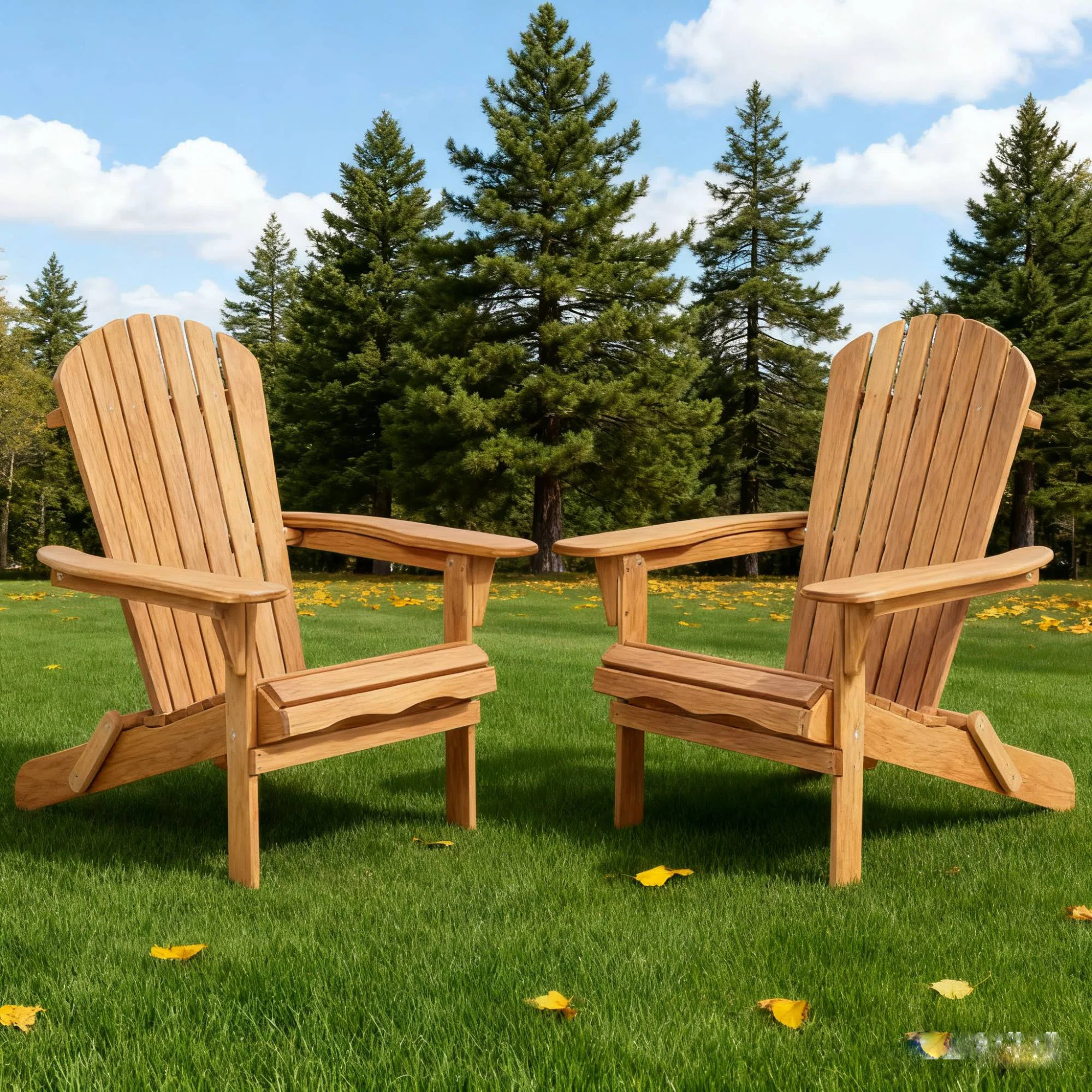 Set Of 2 Wooden Outdoor Folding Adirondack Chairs - Half Assembled For Garden, Lawn & More | Wayfair North America