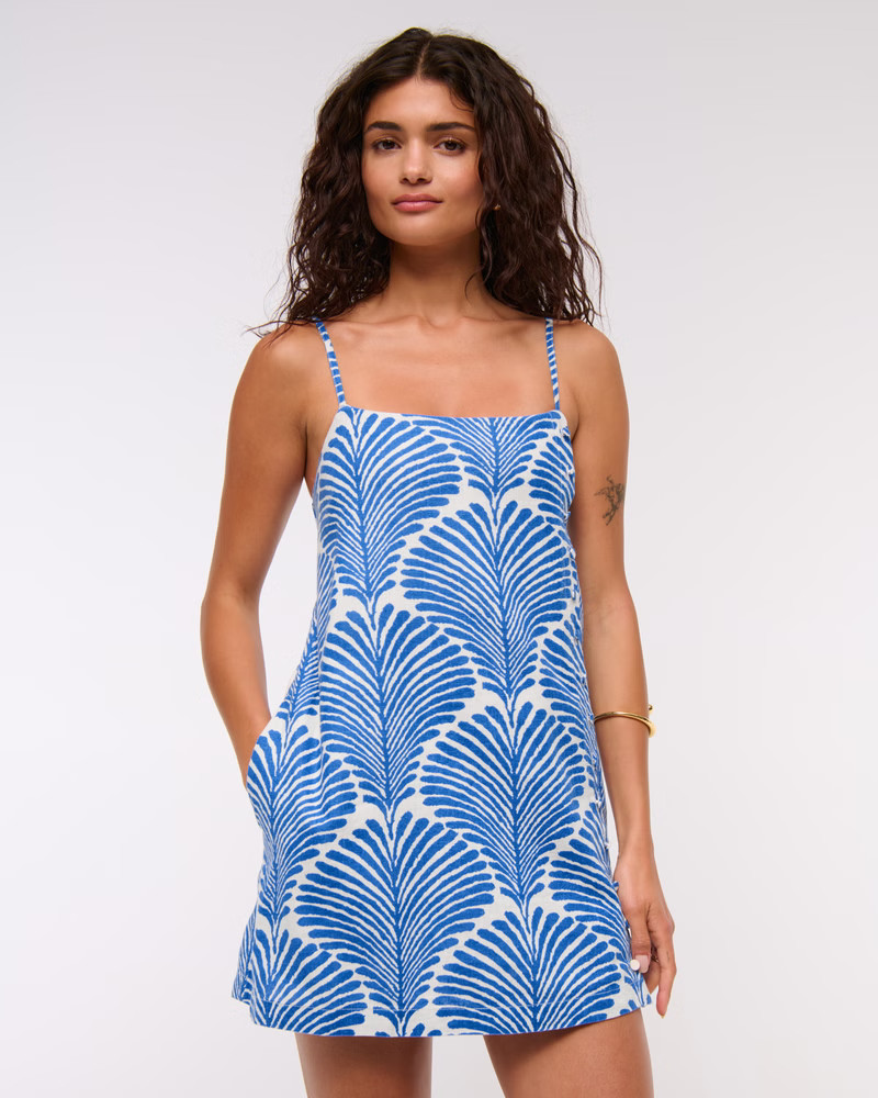 Linen-Blend Button Skort | Abercrombie & Fitch (US)