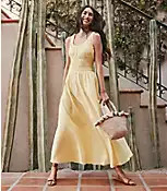 Petite Poplin Smocked Maxi Pocket Dress | LOFT