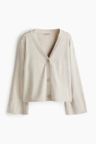 H & M - Fine-knit cardigan - Beige | H&M (UK, MY, IN, SG, PH, TW, HK)